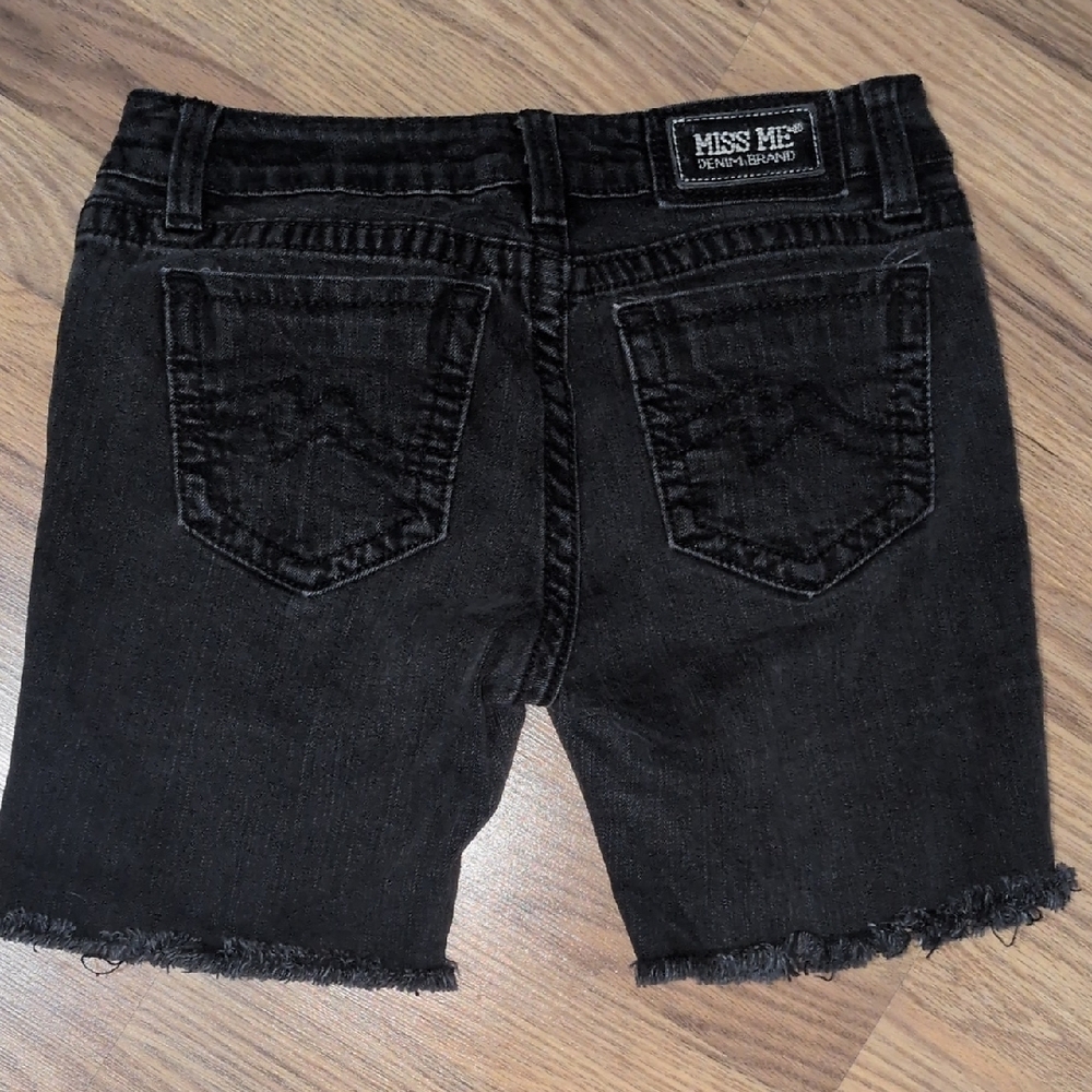 Miss Me Black Jean Shorts with Distressed Hem